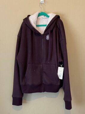 women’s Sherpa-Lined Zip Hoodie - Dark Plum
